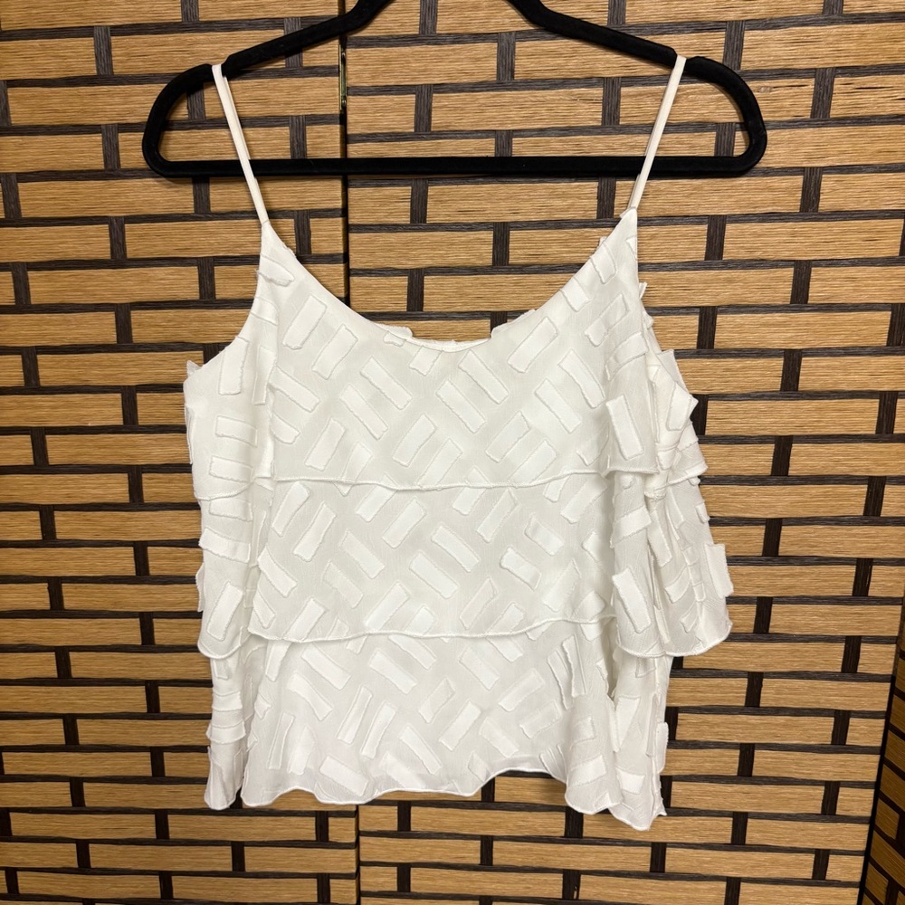 Anthropologie Amadi White Layered‎ Tank Top Size Small